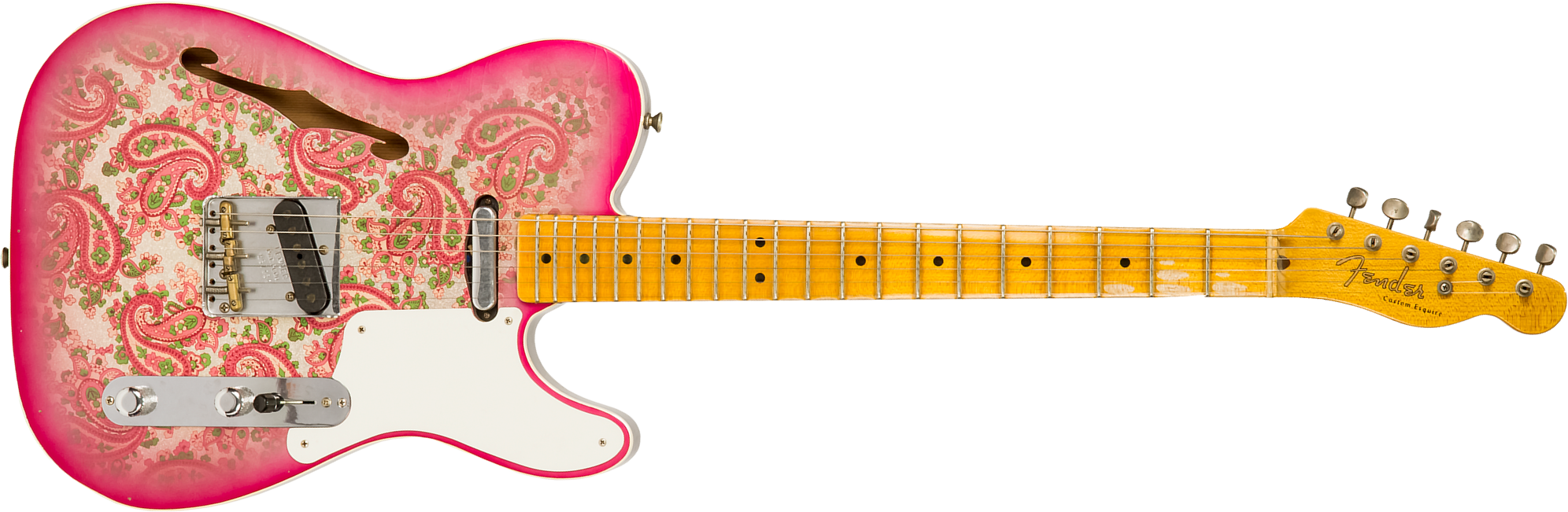Fender Custom Shop Double Esquire/tele Custom 2s Ht Mn #r97434 - Journeyman Relic Aged Pink Paisley - Guitare Électrique 1/2 Caisse - Main picture