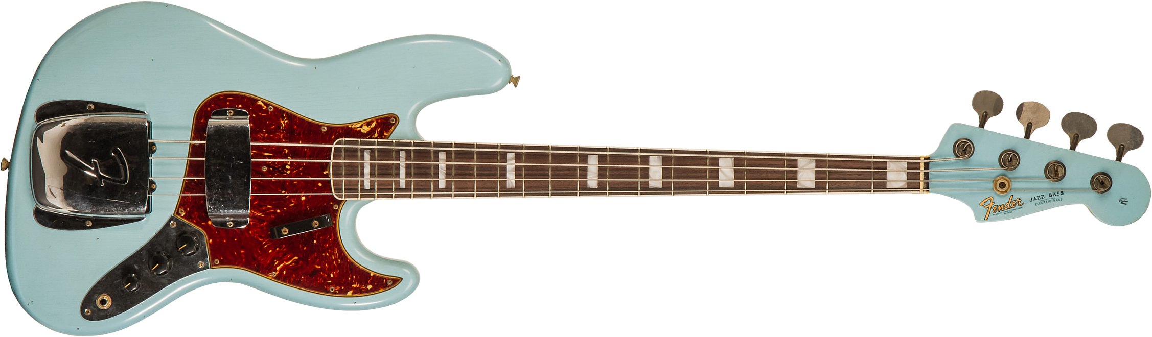 Fender Custom Shop Jazz Bass 1966 Rw #cz553892 - Journeyman Relic Daphne Blue - Basse Électrique Solid Body - Main picture