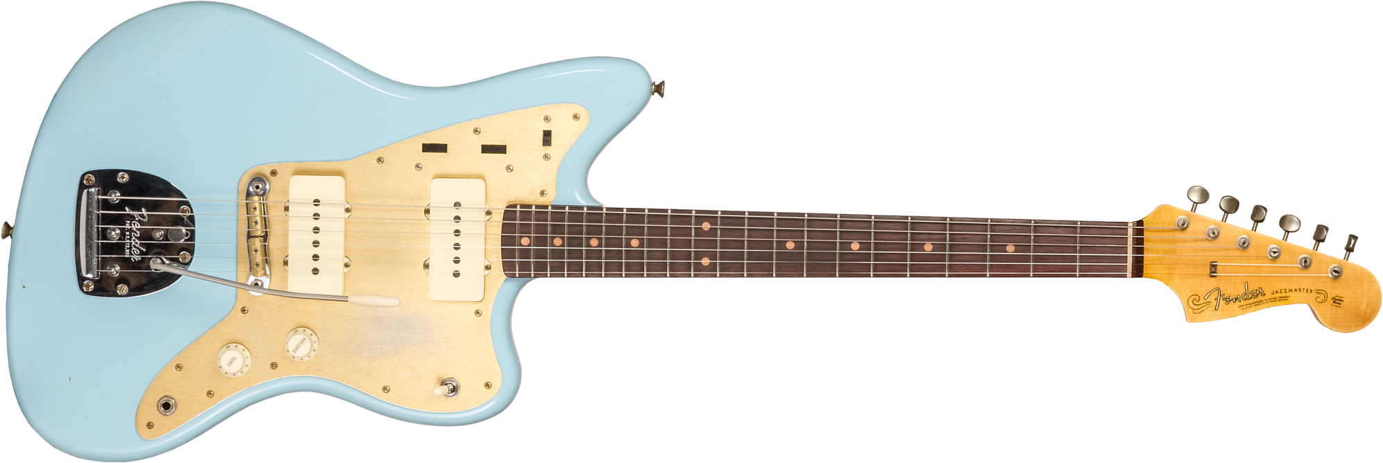 Fender Custom Shop Jazzmaster 1959 250k 2s Trem Rw #cz576203 - Journeyman Relic Aged Daphne Blue - Guitare Électrique RÉtro Rock - Main picture