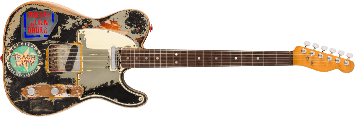 Fender Custom Shop Joe Strummer Tele Masterbuilt P.waller Ltd 2s Ht Rw - Super Heavy Relic Black O. 3-color Sunburst - Guitare Électrique Signature - 