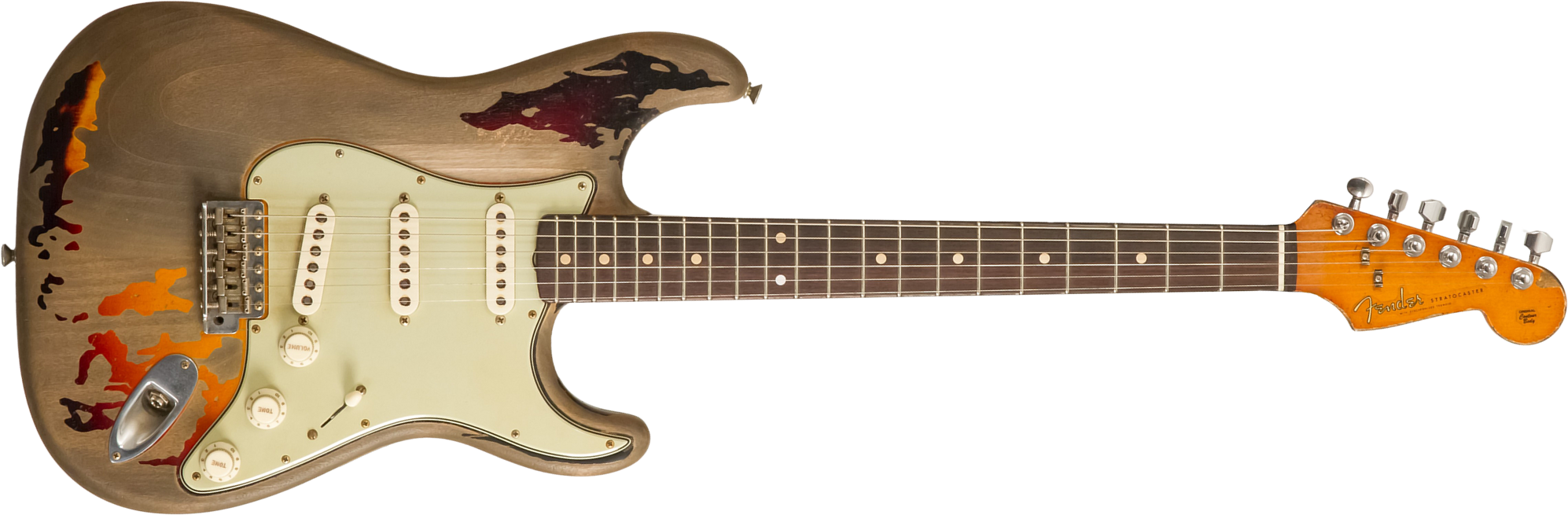 Fender Custom Shop Rory Gallagher Strat Masterbuilt D.wilson Signature 3s Trem Rw #cz574478 - Heavy Relic 3-color Sunburst - Guitare Électrique Forme 