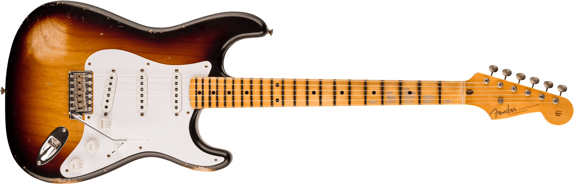 Fender Custom Shop Strat 1954 70th Anniv. 3s Trem Mn - Relic Wide-fade 2-color Sunburst - Guitare Électrique Forme Str - Main picture