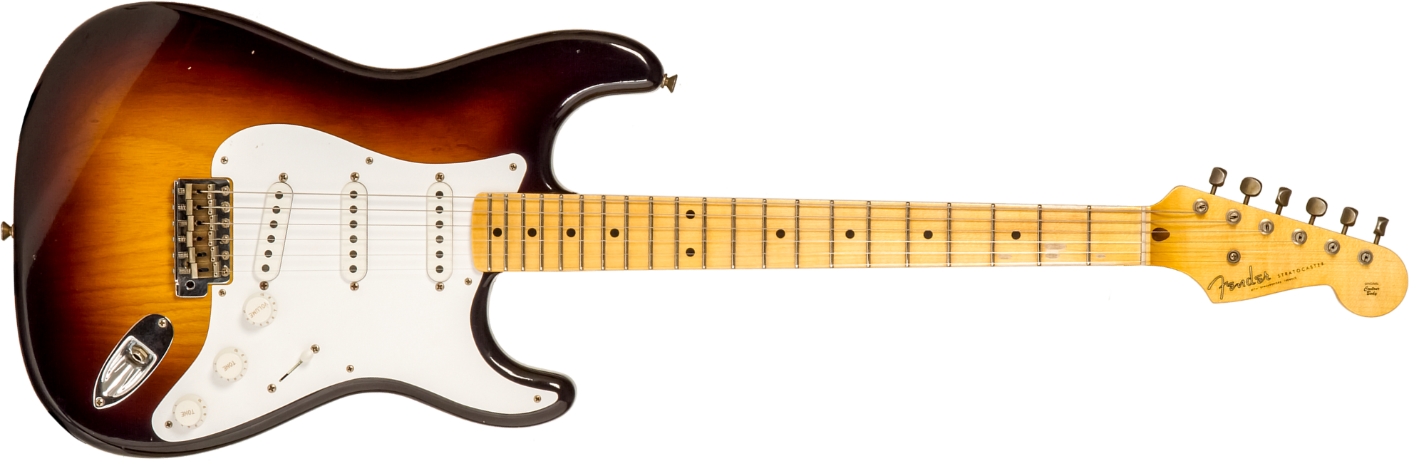 Fender Custom Shop Strat 1954 70th Anniv. 3s Trem Mn #xn4193 - Journeyman Relic Wide-fade 2-color Sunburst - Guitare Électrique Forme Str - Main pictu
