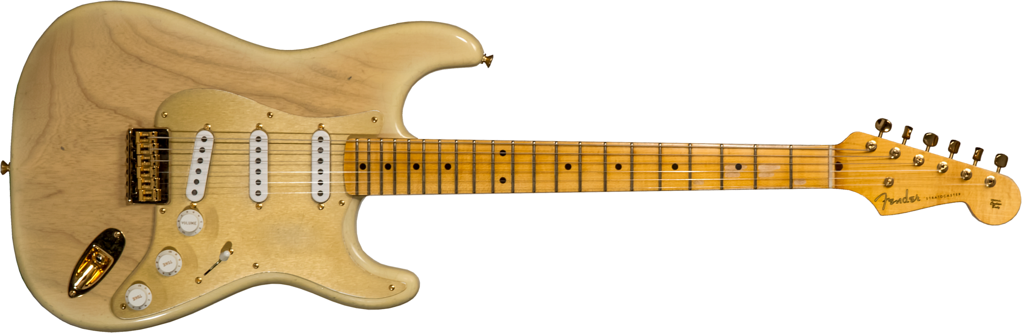 Fender Custom Shop Strat 1955 Hardtail Gold Hardware 3s Trem Mn #cz568215 - Journeyman Relic Natural Blonde - Guitare Électrique Forme Str - Main pict