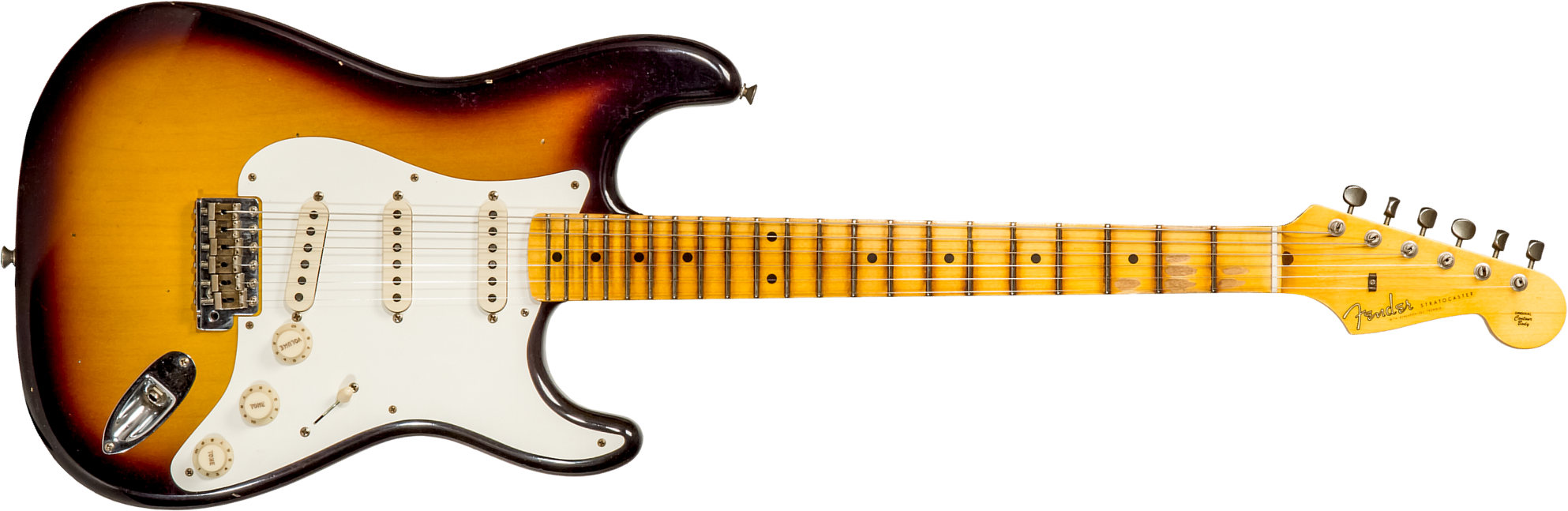 Fender Custom Shop Strat 1956 3s Trem Mn #cz570281 - Journeyman Relic Aged 2-color Sunburst - Guitare Électrique Forme Str - Main picture