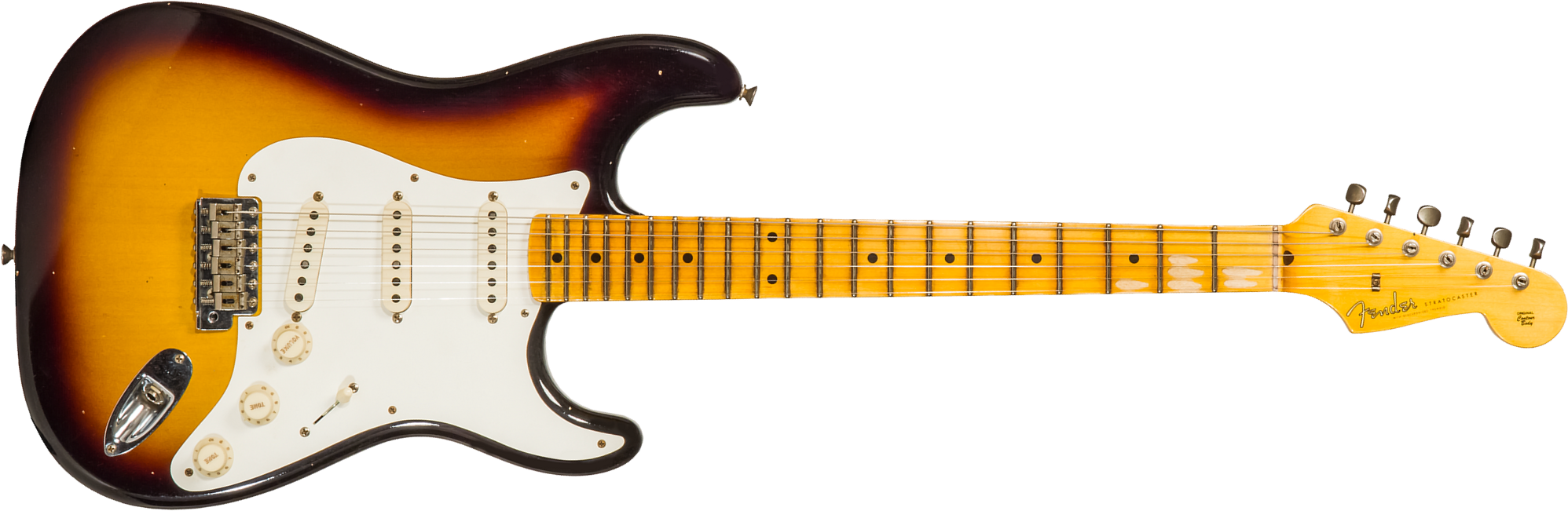 Fender Custom Shop Strat 1956 3s Trem Mn #cz571884 - Journeyman Relic Aged 2-color Sunburst - Guitare Électrique Forme Str - Main picture