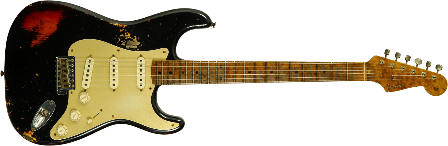 Fender Custom Shop Strat 1956 3s Trem Mn #r150252 - Heavy Relic Black Ov. Violin Burst - Guitare Électrique Forme Str - Main picture