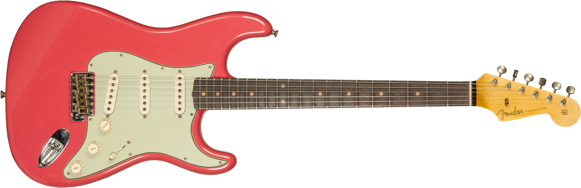 Fender Custom Shop Strat 1959 3s Trem Rw #cz571088 - Journeyman Relic Aged Fiesta Red - Guitare Électrique Forme Str - Main picture