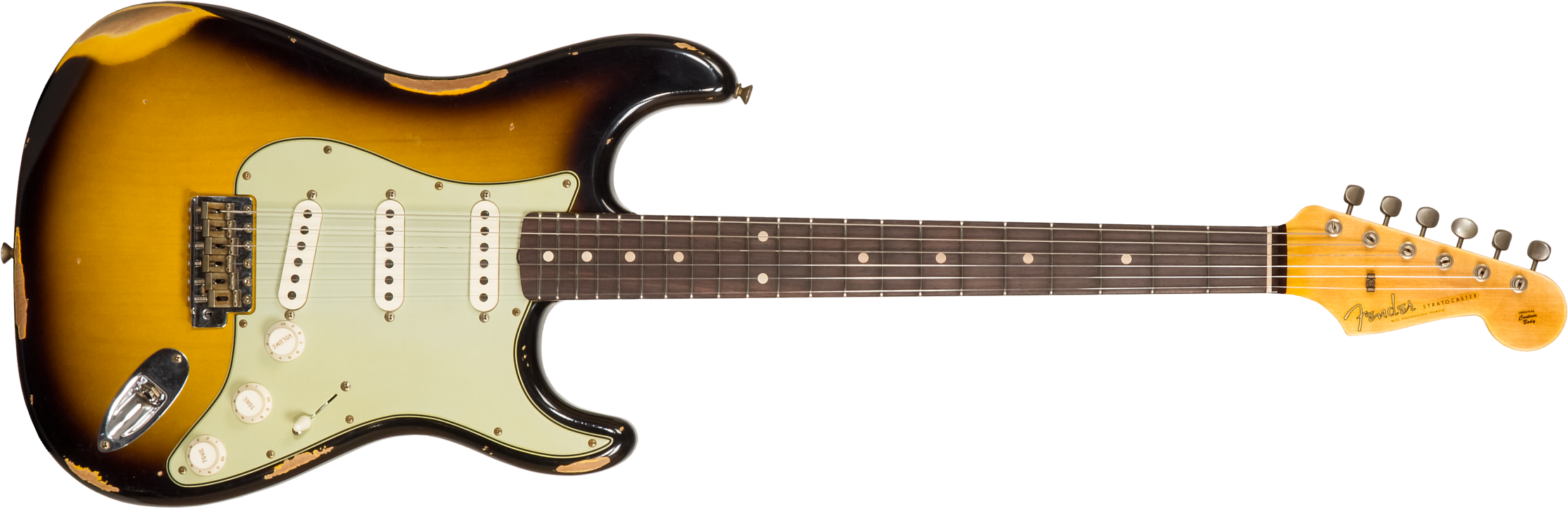 Fender Custom Shop Strat 1959 3s Trem Rw #r117661 - Relic 2-color Sunburst - Guitare Électrique Forme Str - Main picture