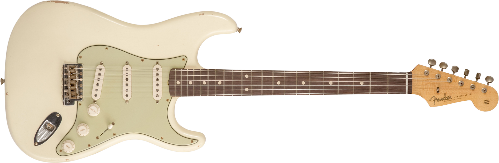 Fender Custom Shop Strat 1959 Masterbuilt D.brown 3s Trem Rw #r143697 - Journeyman Relic Vintage White - Guitare Électrique Forme Str - Main picture