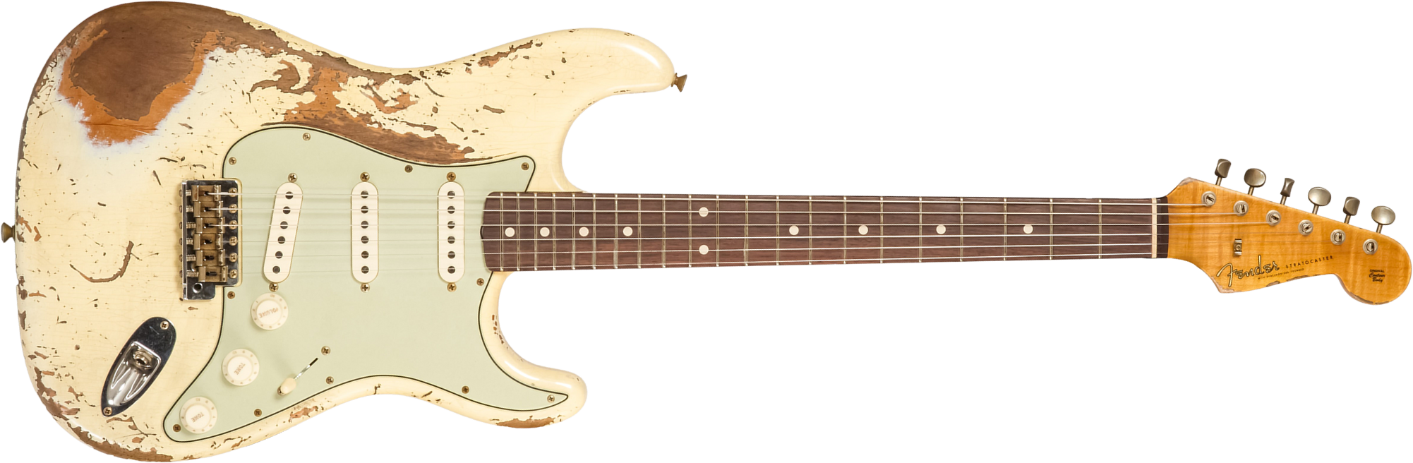 Fender Custom Shop Strat 1960 Dual Mag Ii Rw #cz563967 - Super Heavy Relic Vintage White - Guitare Électrique Forme Str - Main picture