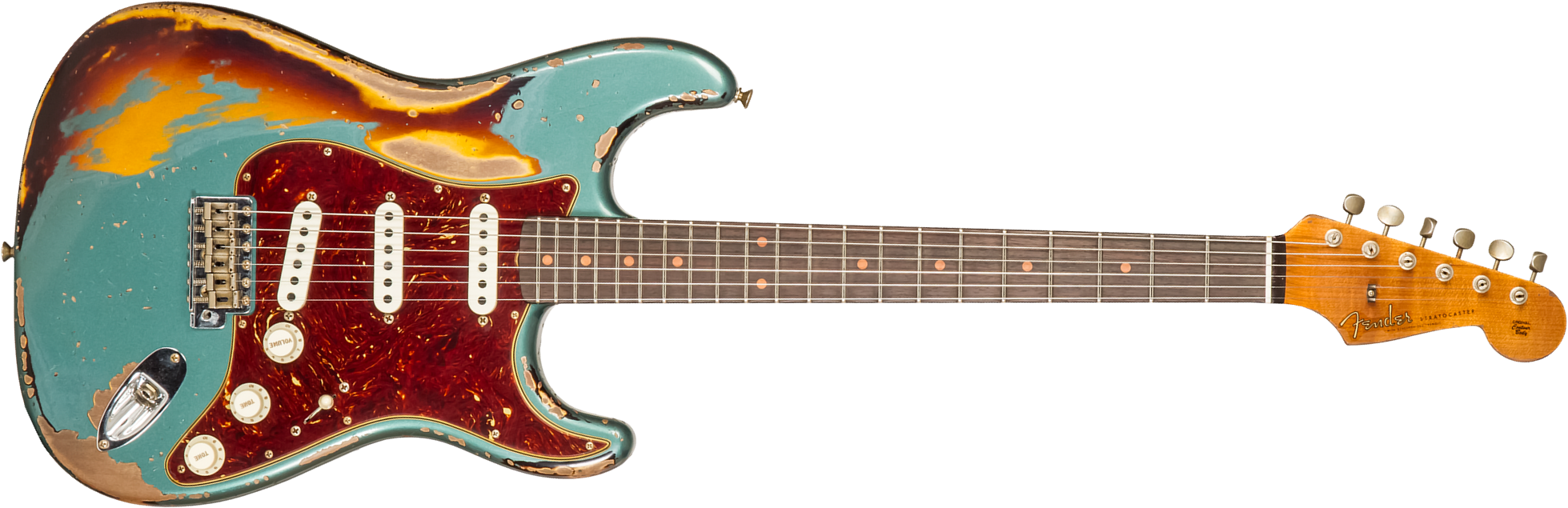 Fender Custom Shop Strat 1961 3s Trem Rw #cz573502 - Super Heavy Relic Sherwood Green Metallic O. 3-cs - Guitare Électrique Forme Str - Main picture