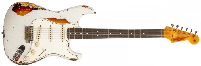 Fender Custom Shop Stratocaster 1963 Masterbuilt K.McMillin #R117544 - Ultimate relic olympic white/3-color sunburst