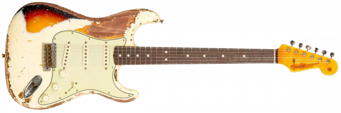 Fender Custom Shop Stratocaster 1963 Masterbuilt K.McMillin #R127301 - Ultimate relic vintage white/3-color sunburst