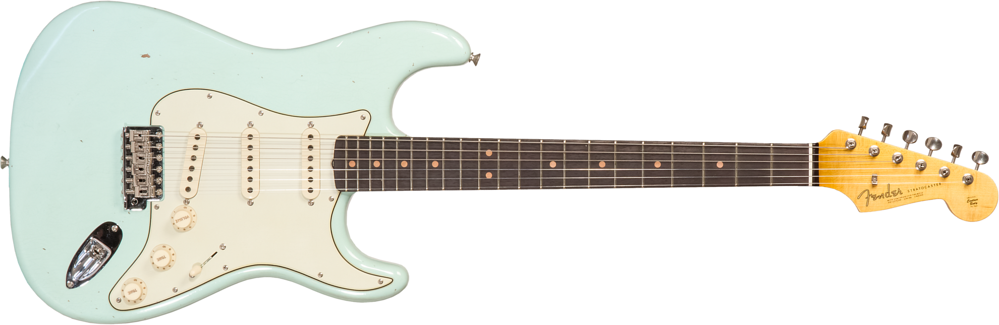 Fender Custom Shop Strat 1964 3s Trem Rw #cz570381 - Journeyman Relic Aged Surf Green - Guitare Électrique Forme Str - Main picture