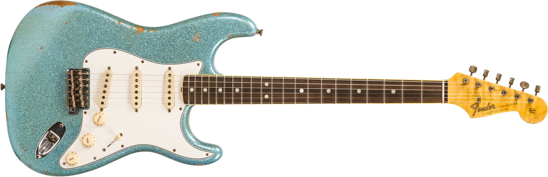 Fender Custom Shop Strat 1965 Ltd Usa Rw #cz548544 - Relic Daphne Blue Sparkle - Guitare Électrique Forme Str - Main picture