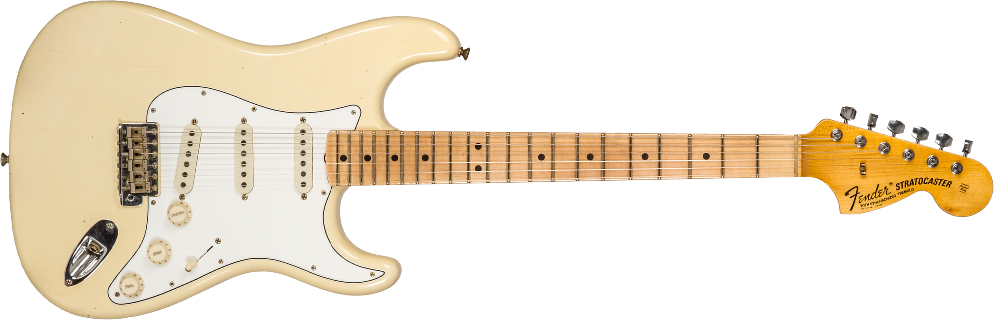 Fender Custom Shop Strat 1969 3s Trem Mn #cz576216 - Journeyman Relic Aged Vintage White - Guitare Électrique Forme Str - Main picture