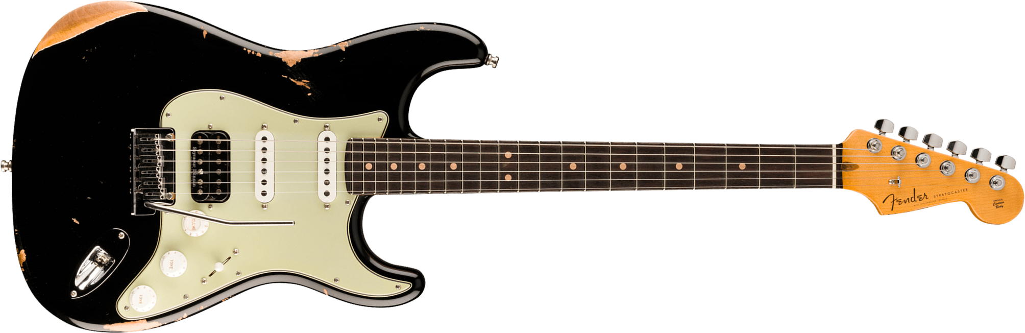Fender Custom Shop Strat Deluxe Hb S1 Hss Trem Rw - Relic Black - Guitare Électrique Forme Str - Main picture