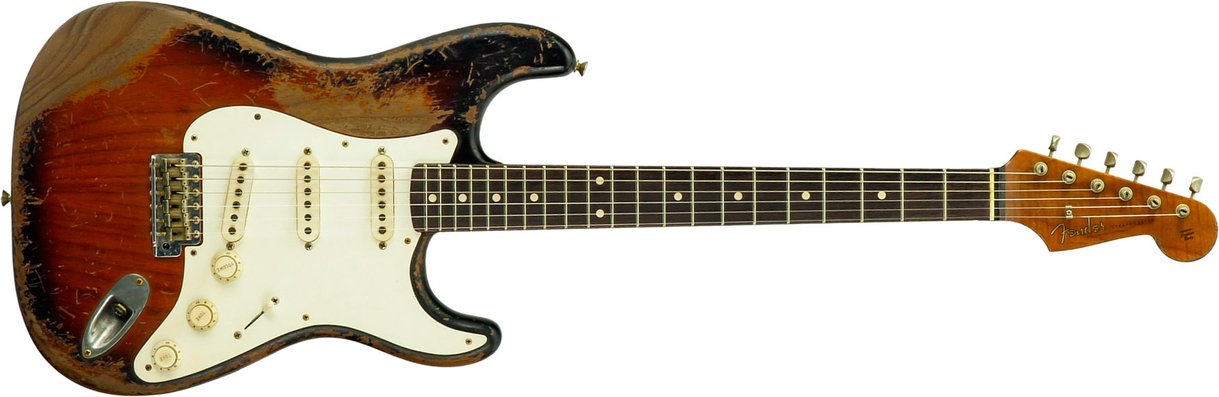 Fender Custom Shop Strat Late 1959 Mb A.macnutt 3s Trem Rw #r147577 - Heavy Relic 2-color Sunburst - Guitare Électrique Forme Str - Main picture