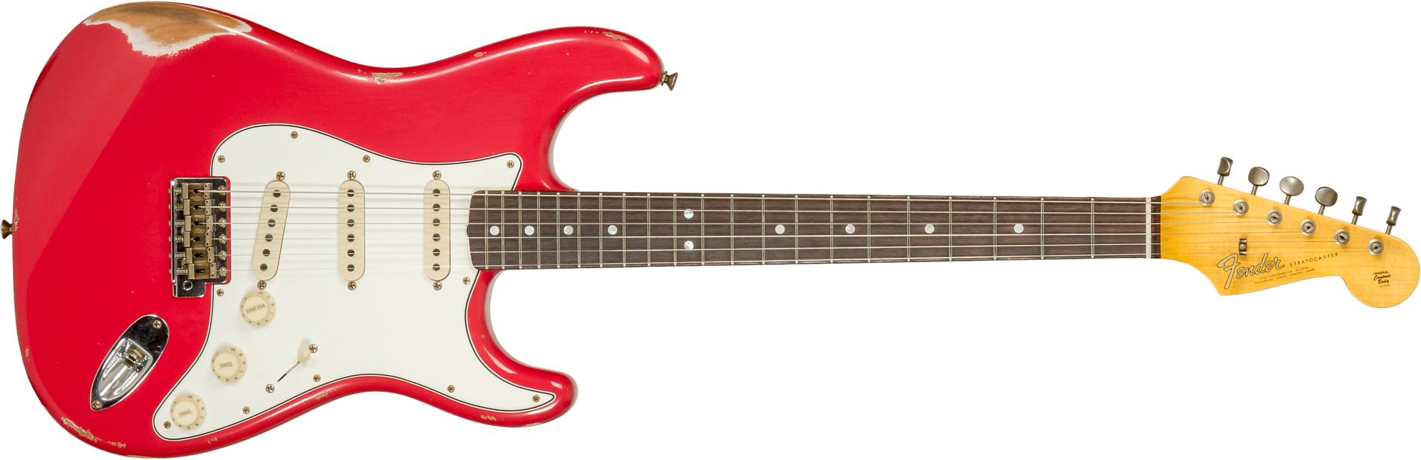 Fender Custom Shop Strat Late 1964 Trem 3s Rw #cz575557 - Relic Aged Fiesta Red - Guitare Électrique Forme Str - Main picture
