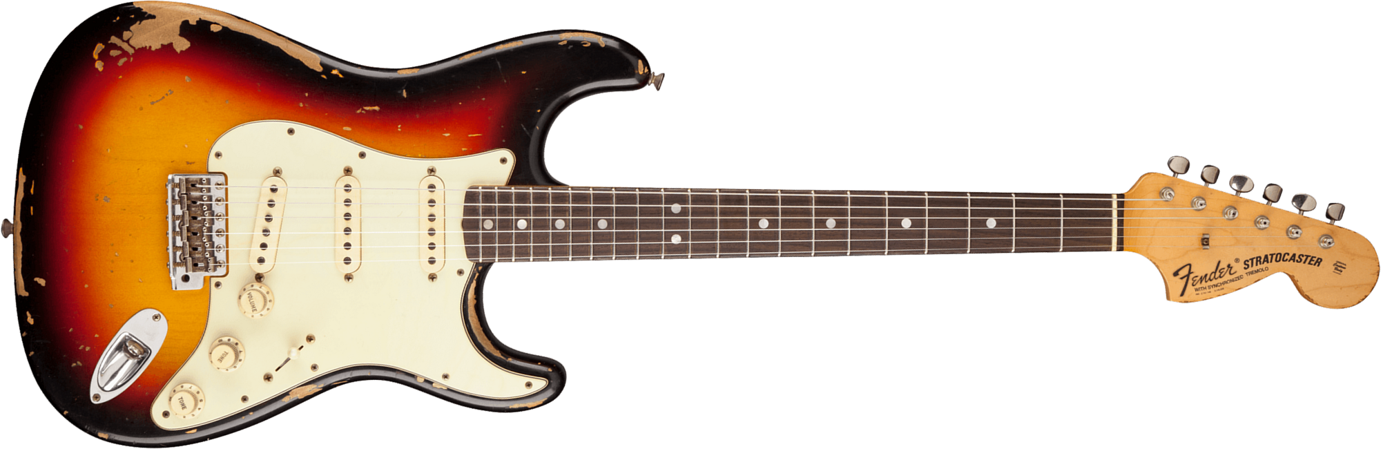 Fender Custom Shop Strat Michael Landau 1968 Trem 3s - Relic Bleached 3-color Sunburst - Guitare Électrique Forme Str - Main picture