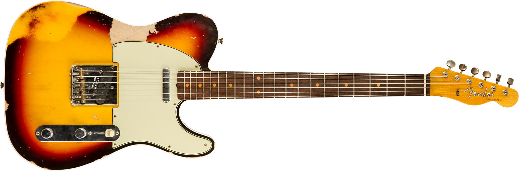 Fender Custom Shop Tele 1960 2s Ht Rw - Heavy Relic Chocolate 3-color Sunburst - Guitare Électrique Forme Tel - Main picture