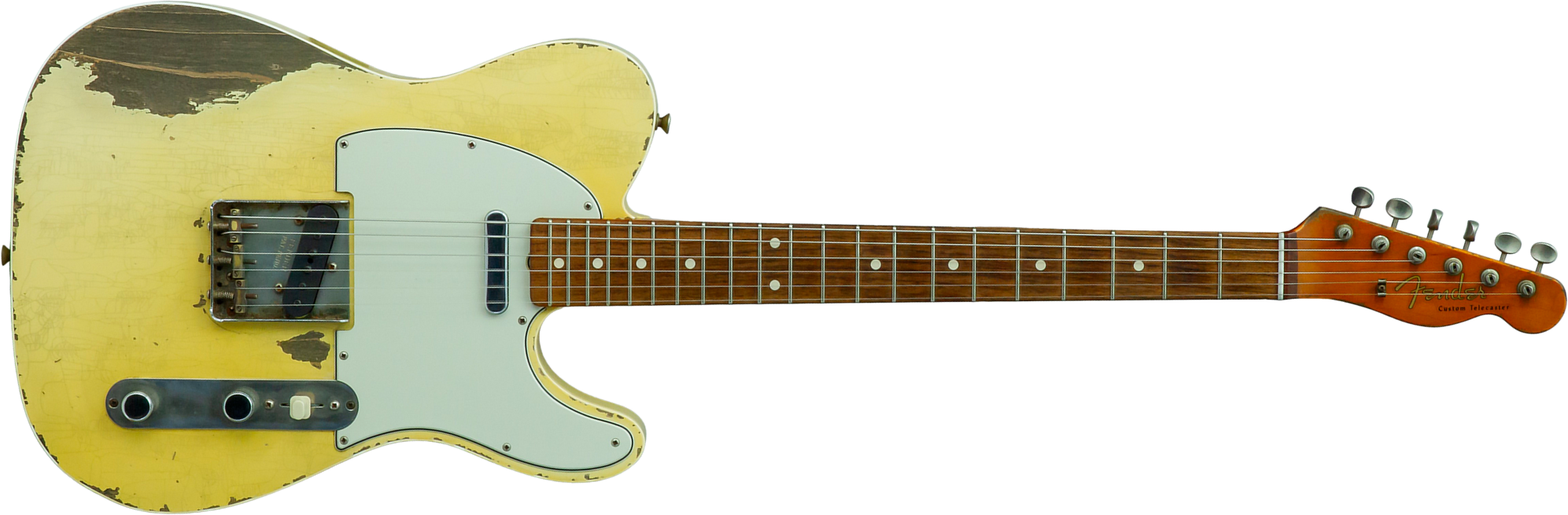 Fender Custom Shop Tele 1960 Custom Mb D.wilson 2s Ht Rw #cz547696 - Heavy Relic Aged Vintage White - Guitare Électrique Forme Tel - Main picture