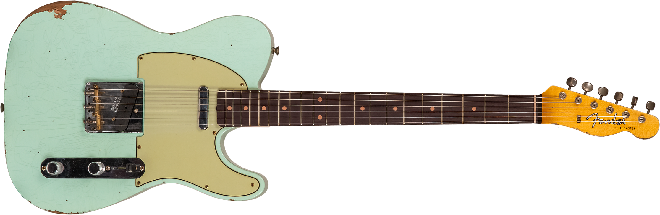Fender Custom Shop Tele 1961 2s Ht Rw #cz565334 - Relic Faded Surf Green - Guitare Électrique Forme Tel - Main picture