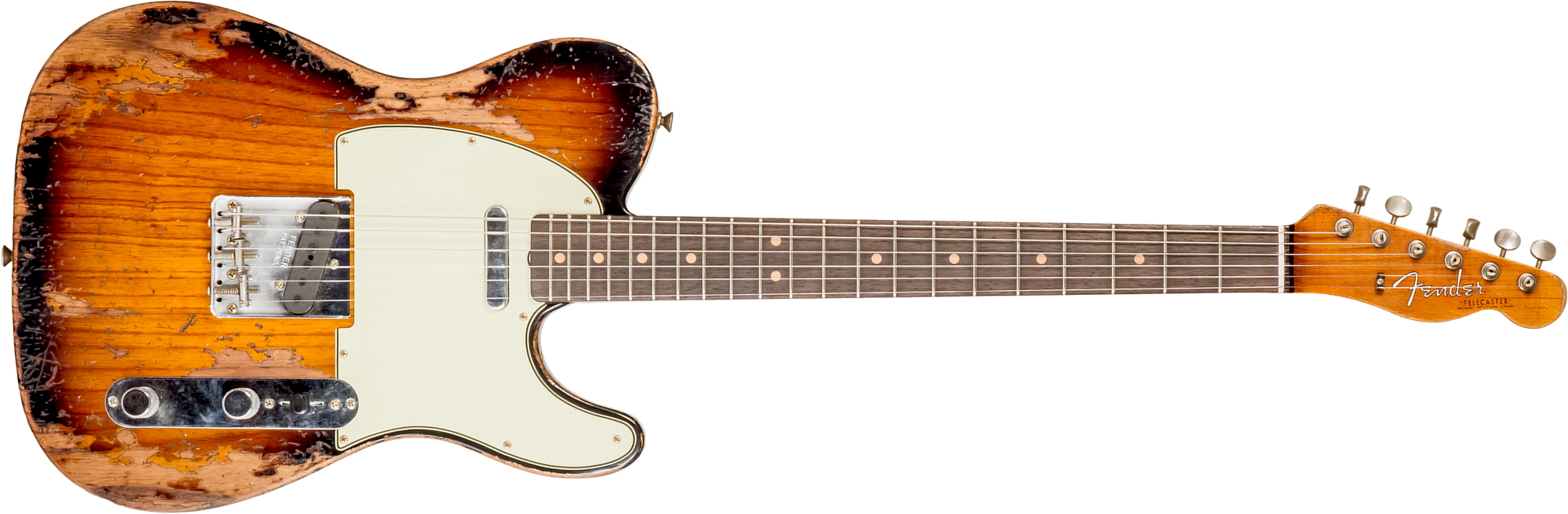 Fender Custom Shop Tele 1963 2s Ht Rw #r136206 - Super Heavy Relic 2-color Sunburst - Guitare Électrique Forme Tel - Main picture