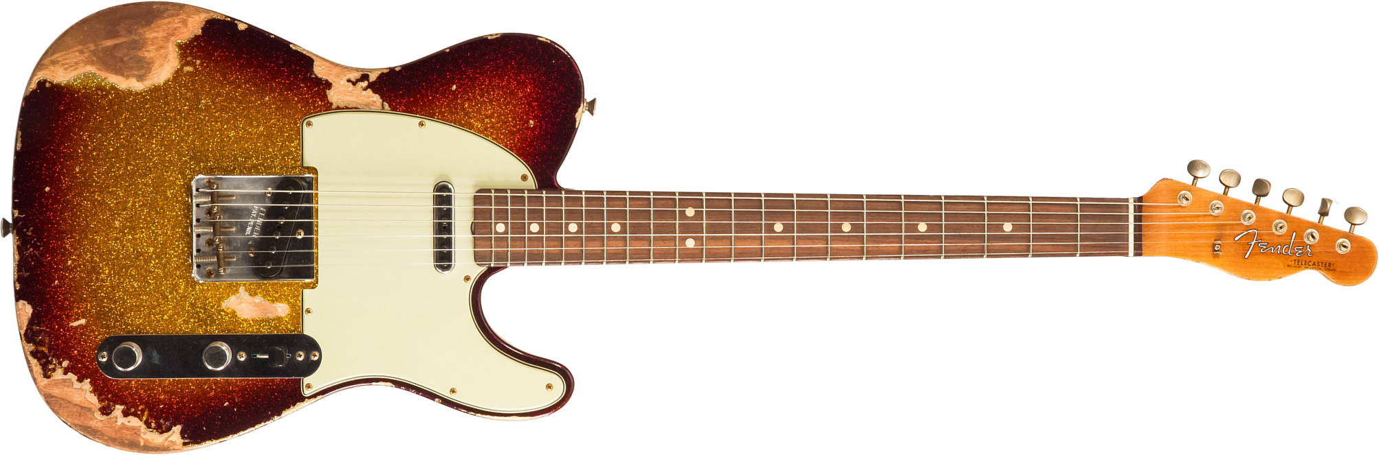 Fender Custom Shop Tele 1963 2s Ht Rw #r141275 - Heavy Relic Sparkle 3-color Sunburst - Guitare Électrique Forme Tel - Main picture