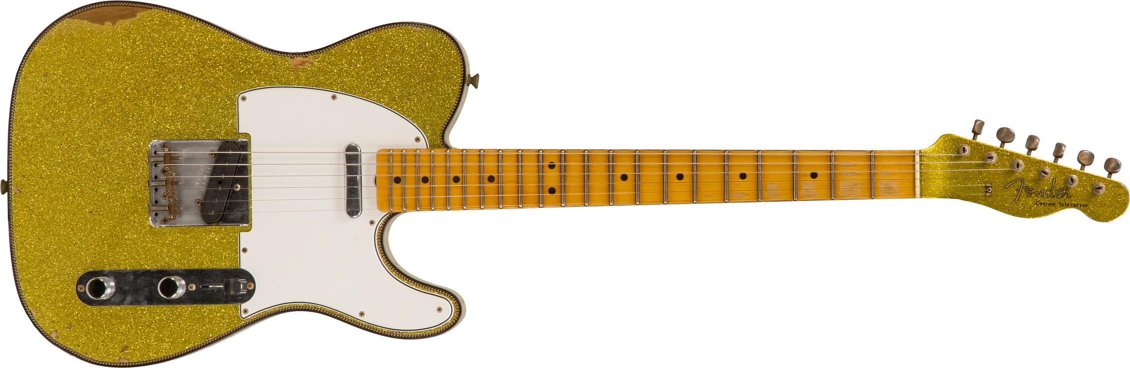 Fender Custom Shop Tele Custom 1963 2020 Ltd Rw #cz545983 - Relic Chartreuse Sparkle - Guitare Électrique Forme Tel - Main picture