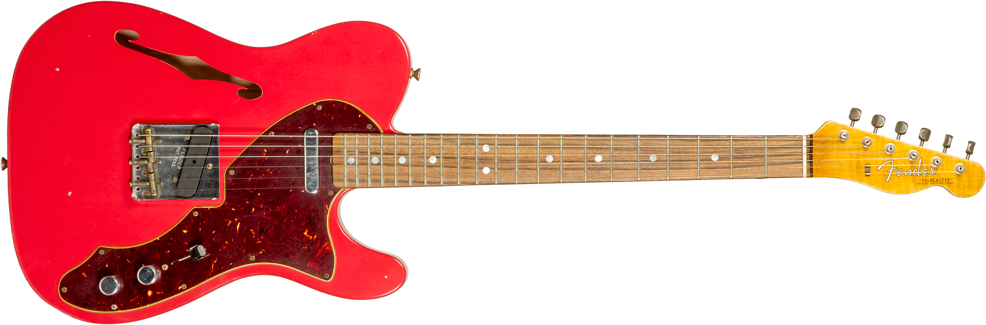 Fender Custom Shop Tele Thinline '60s Ltd 2s Ht Rw #cz544990 - Journeyman Relic Fiesta Red - Guitare Électrique 1/2 Caisse - Main picture
