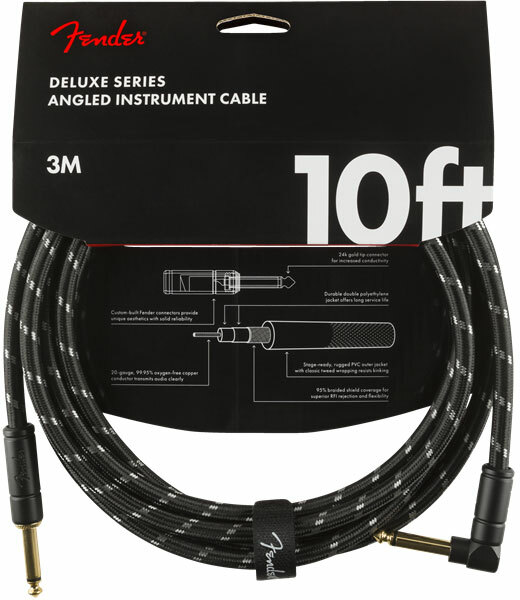 Fender Deluxe Instrument Cable Droit/coude 10ft Black Tweed - CÂble - Main picture