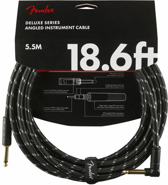 Fender Deluxe Instrument Cable Droit/coude 18.6ft Black Tweed - CÂble - Main picture