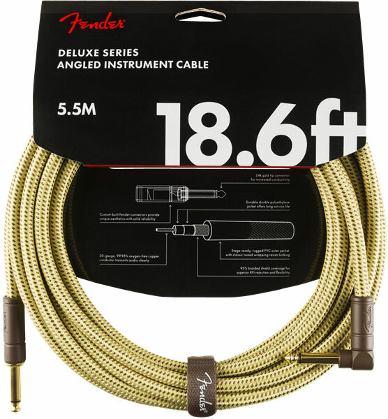 Fender Deluxe Instrument Cable Droit/coude 18.6ft Tweed - CÂble - Main picture