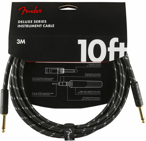 Fender Deluxe Instrument Cable Droit/droit 10ft Black Tweed - CÂble - Main picture