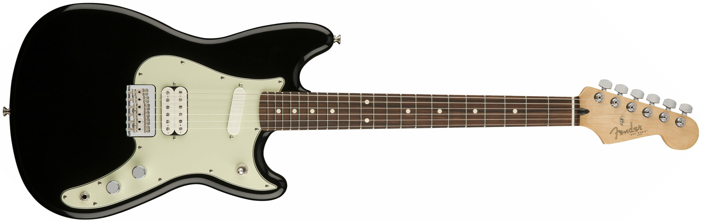 Fender Duo-sonic Hs Offset Mex Pf Diapason Court - Black - Guitare Électrique RÉtro Rock - Main picture