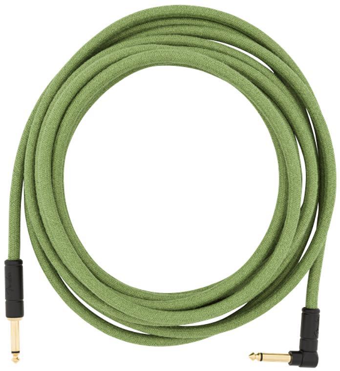 Câble Fender Festival Pure Hemp Instrument Cable, Straight/Angle, 18.6ft - Green
