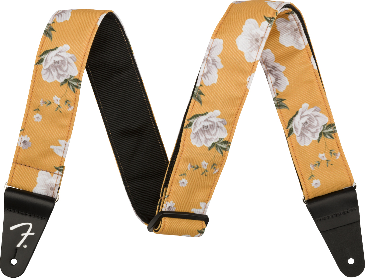 Floral 2-inches Guitar Strap - Black Sangle courroie Fender