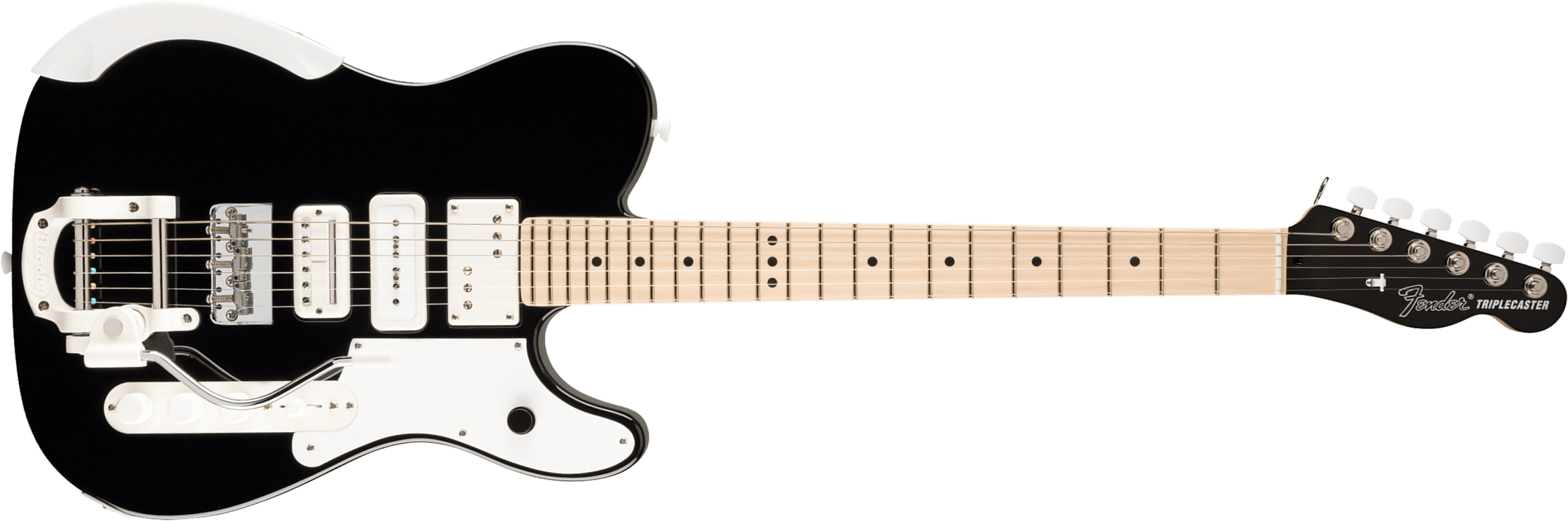 Fender Jack White Tele Triplecaster Usa Signature Hsh Trem Mn - Black - Guitare Électrique Signature - Main picture