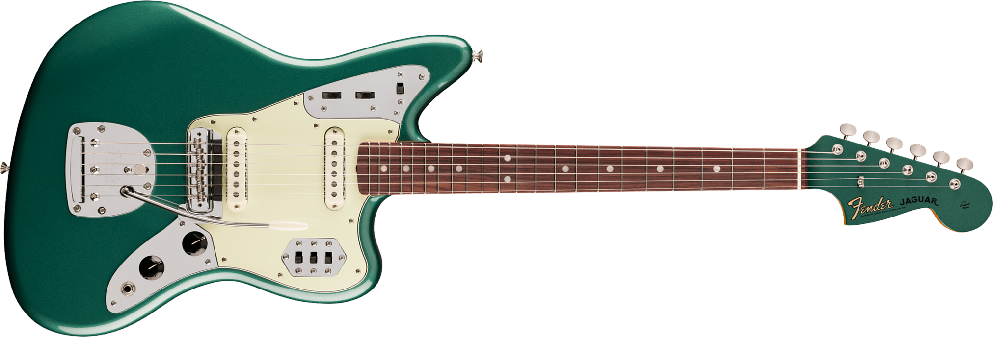 Fender Jaguar Mid 60s Vintera 3 Shsc Mex 2s Trem Rw - Sherwood Green Metallic - Guitare Électrique RÉtro Rock - Main picture