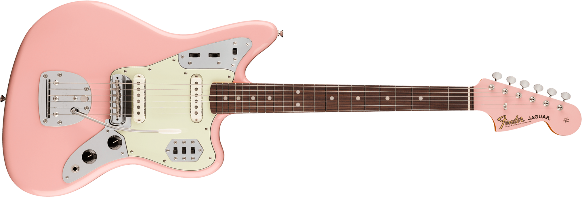 Fender Jaguar Mid 60s Vintera 3 Shsc Mex 2s Trem Rw - Shell Pink - Guitare Électrique RÉtro Rock - Main picture