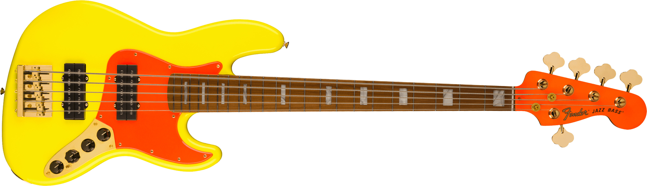 Fender Jazz Bass Mononeon V Mex Signature 5c Active Mn - Neon Yellow - Basse Électrique Solid Body - Main picture