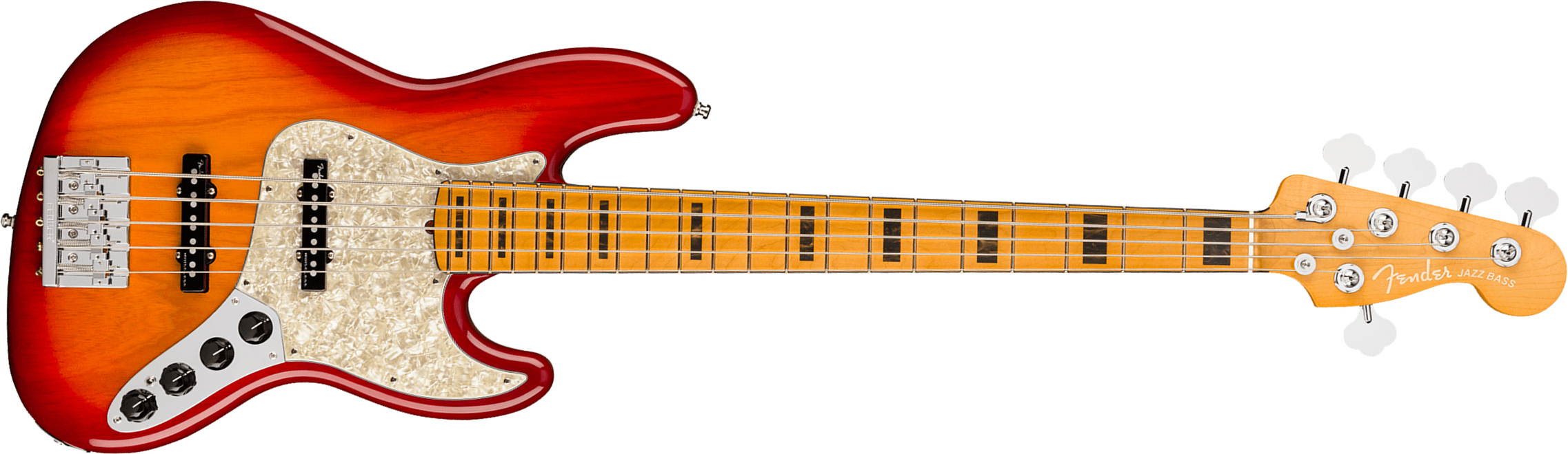 Fender Jazz Bass V American Ultra 2019 Usa 5-cordes Mn - Plasma Red Burst - Basse Électrique Solid Body - Main picture
