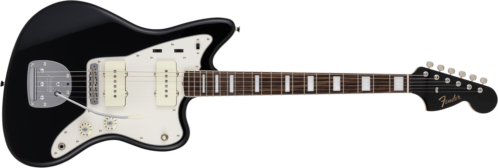 Fender Jazzmaster Late 60s Mij Traditional Ltd Jap 2s Trem Rw - Black - Guitare Électrique RÉtro Rock - Main picture