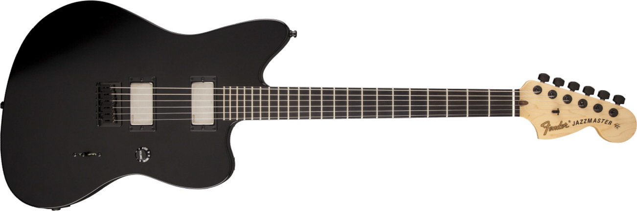 Fender Jim Root Jazzmaster Usa 2h Emg Ht Eb - Flat Black - Guitare Électrique RÉtro Rock - Main picture