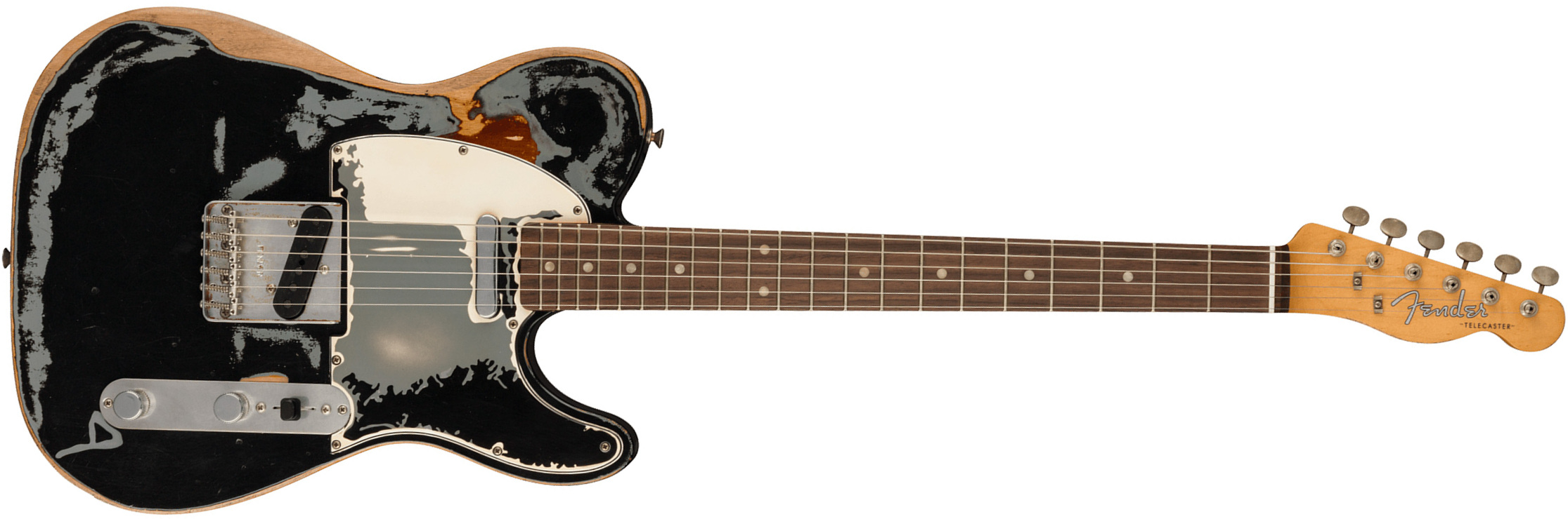 Fender Joe Strummer Tele Mex Signature 2s Ht Rw - Road Worn Black Over 3-color Sunburst - Guitare Électrique Forme Tel - Main picture