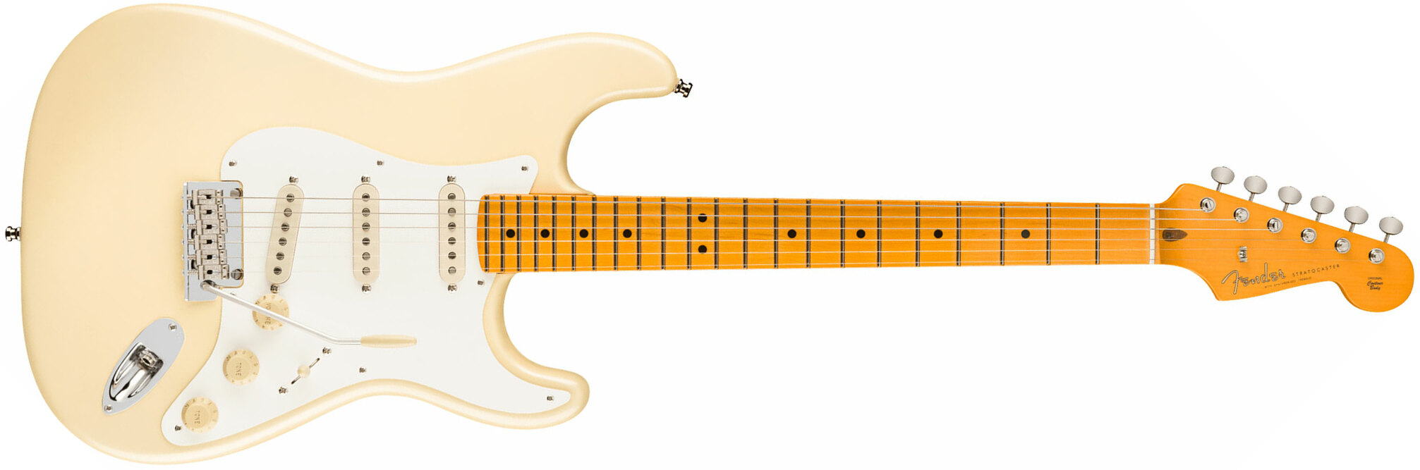 Fender Lincoln Brewster Strat Usa Signature 3s Dimarzio Trem Mn - Olympic Pearl - Guitare Électrique RÉtro Rock - Main picture