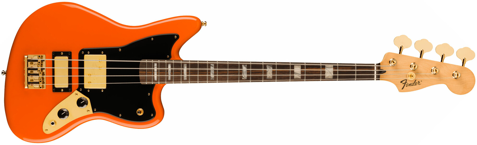 Fender Mike Kerr Jaguar Ltd Mex Signature Rw - Tiger's Blood Orange - Basse Électrique Solid Body - Main picture