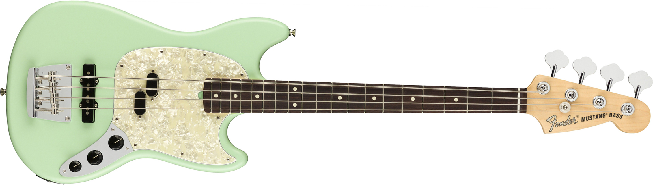 Fender Mustang Bass American Performer Usa Rw - Satin Surf Green - Basse Électrique Enfants - Main picture